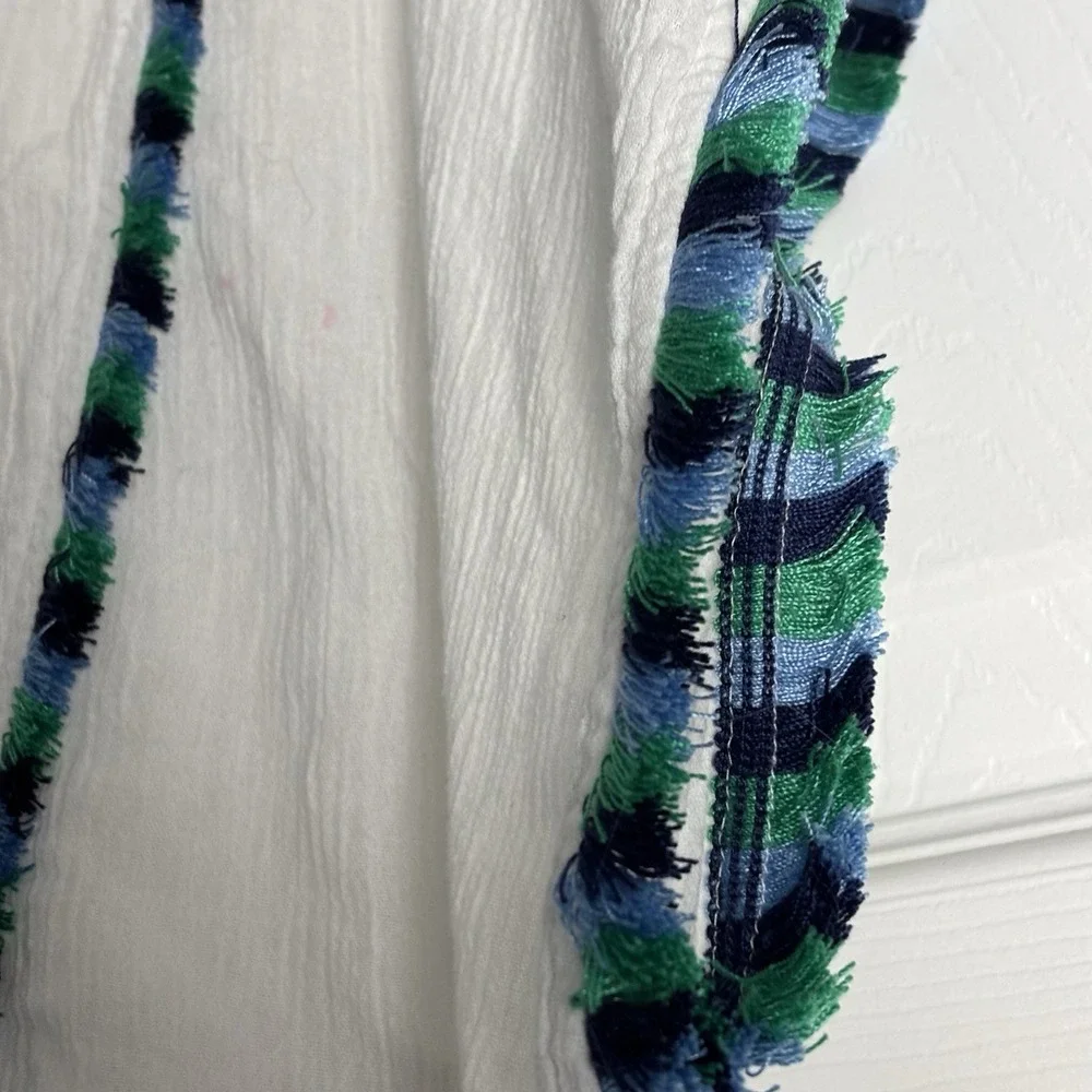 J. Crew‎ S Embroidered Fringe Beach Tunic Top Tassels Cover Up White G4885